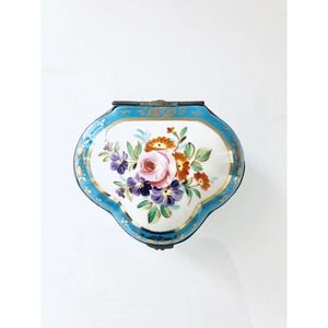 VTG Salvador Mallol Porcelain Teal Casket Box